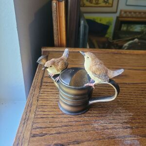 The Leonardo Collection Garden Birds Figurine on a watering can Cottage Grandma